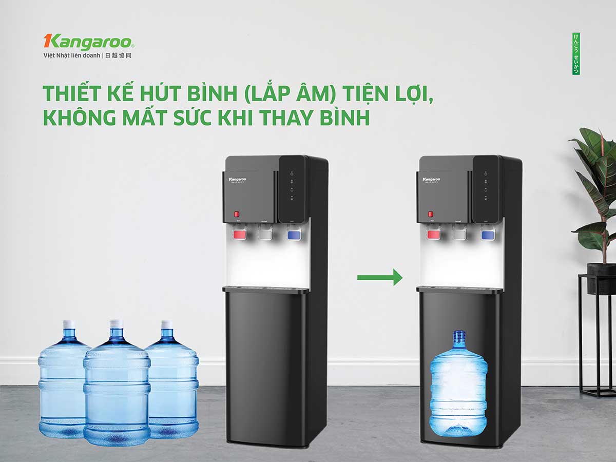 Cây nước nóng lạnh Kangaroo KG699A3, Thiết kế hút bình